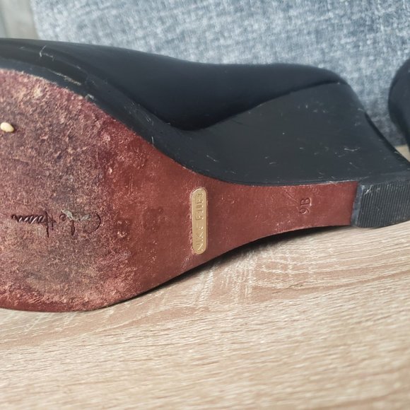 Cole Haan black open toe wedge heel size 9 - Picture 7 of 13